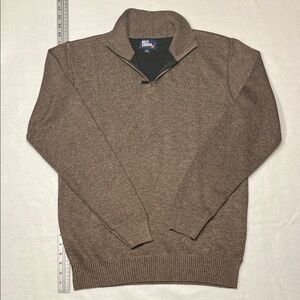 Men's Large Billy London Heathered Brown Quarter Zip-Up Sweater